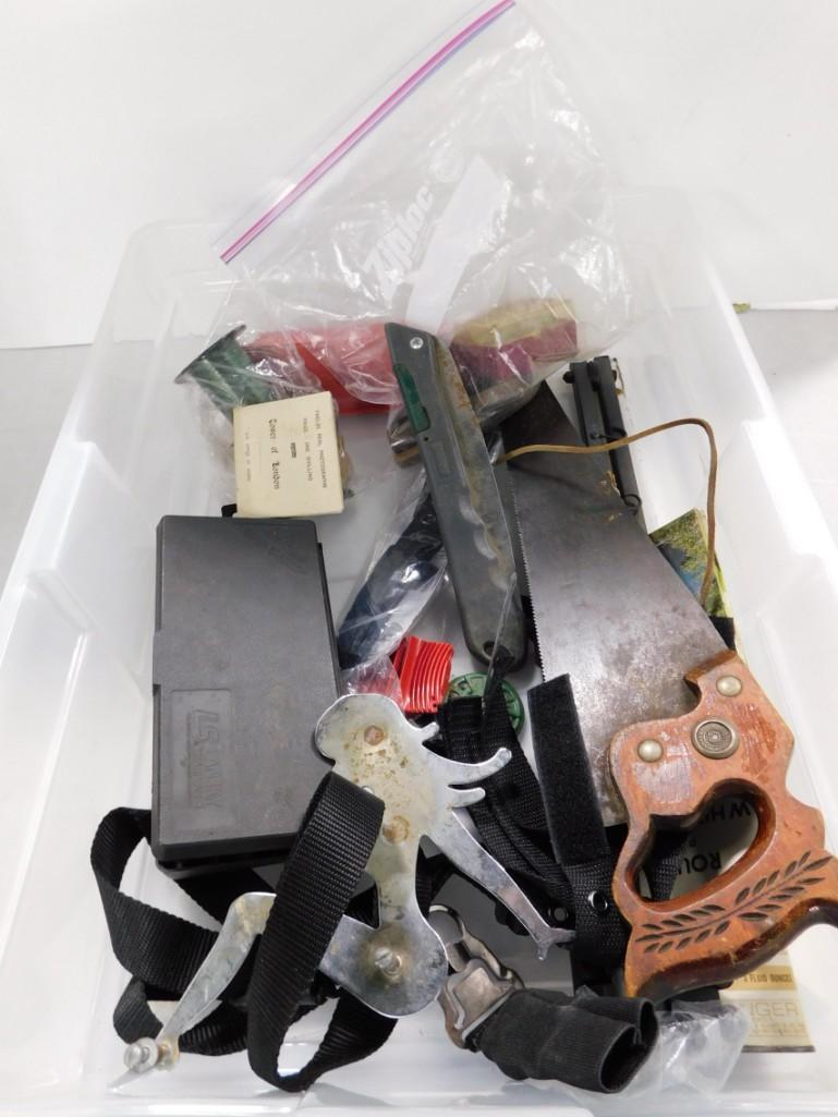 Tool Lot including Saw, Coleman Cutting tool, Knife Sharpening Stones, etc. (1 of 5)