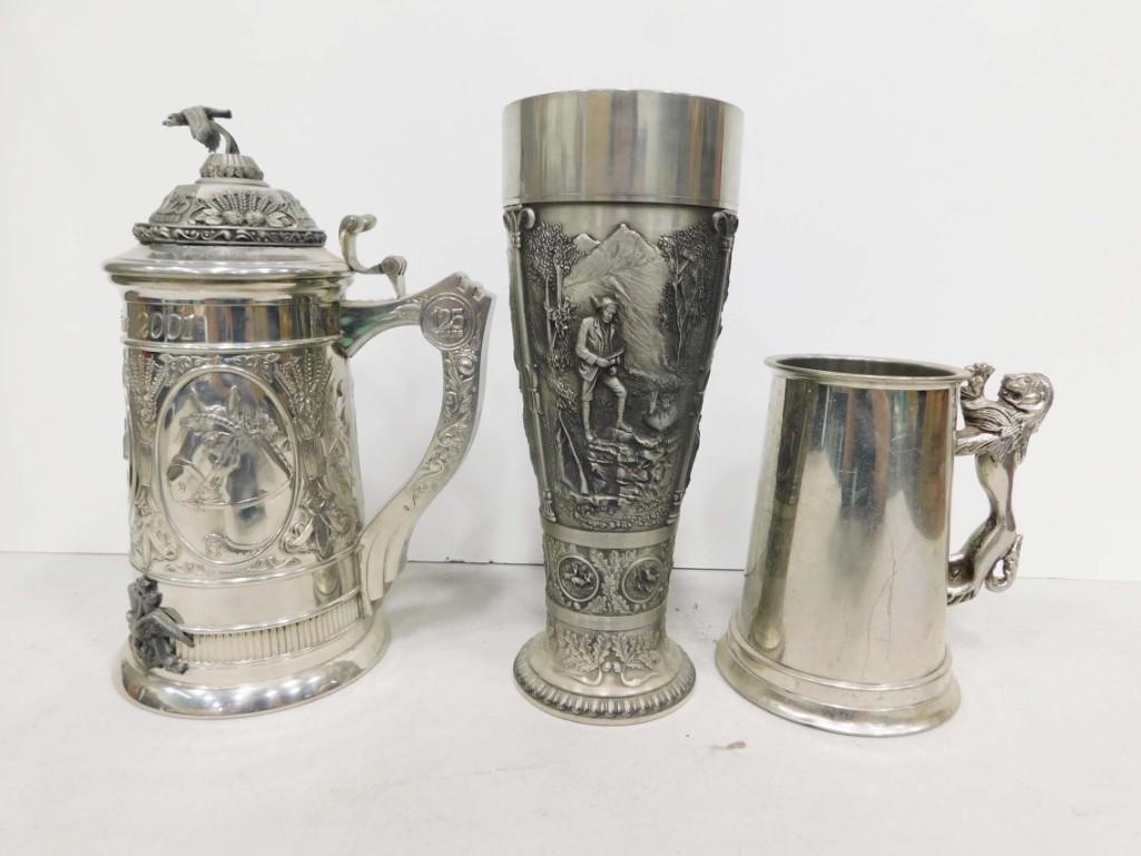 Budweiser Pewter Beer Stein, Pewter Beer Glass, Beer Stein with Lion Handle (1 of 14)