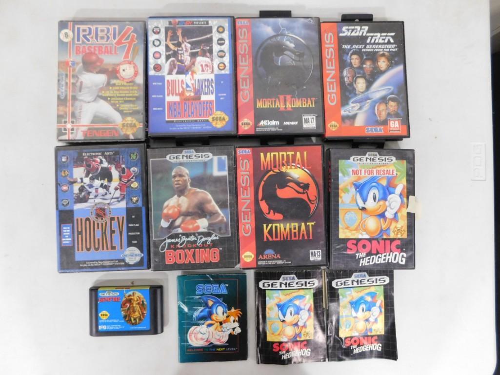 Sega Genesis Video Games incl RBI 4 Baseball, Bulls Lakers NBA Playoffs, Star Trek, Sonic The Hedgeh (1 of 5)