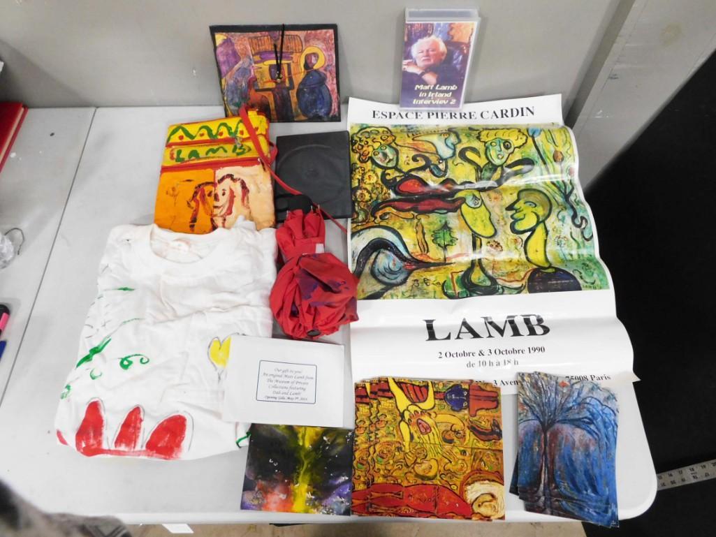 Artist Matt Lamb Lot incl Original Art Cards, Decorated Umbrella, Decorated Purse, Shirt, etc (1 of 10)