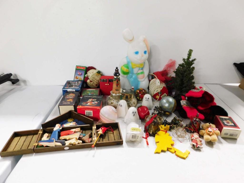 Holiday Decorations incl Easter Bunny Blow Mold, Hallmark Keepsake Ornaments, etc (1 of 8)