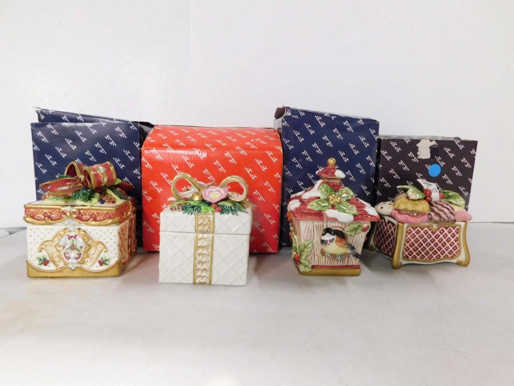 4 Fitz and Floyd Trinket Boxes or Gift Boxes or Small Cookie Jars (1 of 19)