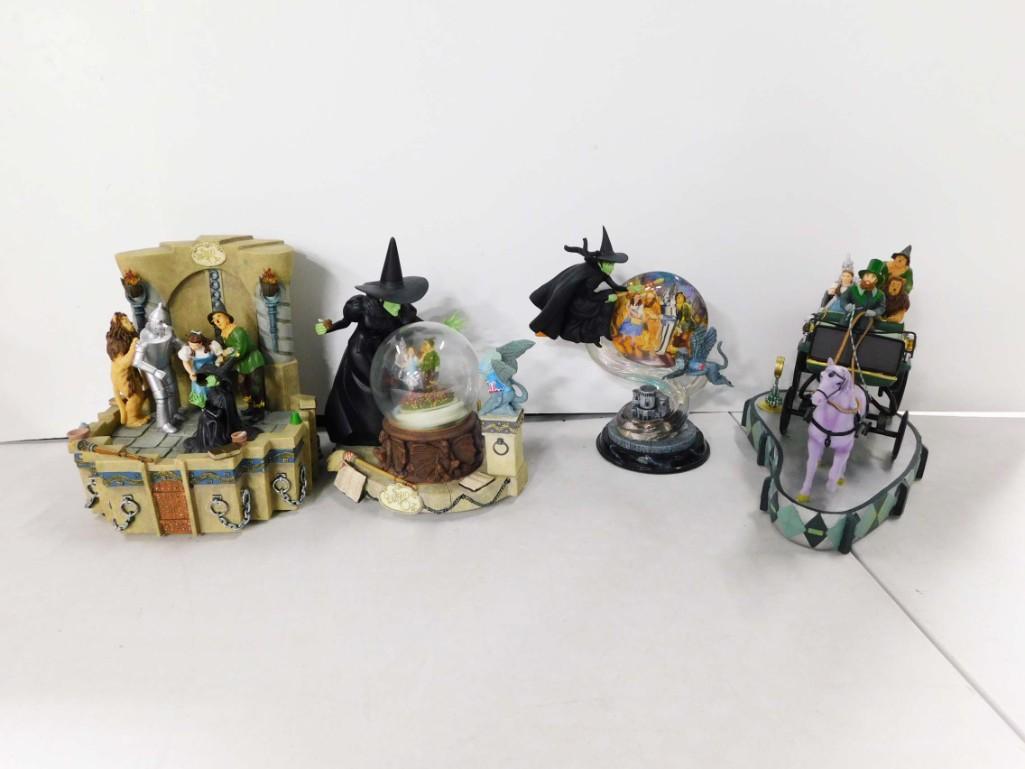 Wizard of Oz Lot incl Bradford Exchange Fly Fly Fly, San Francisco Music Box Company,: Wizard of Oz Lot incl Bradford Exchange Fly Fly Fly, San Francisco Music Box Company, . Condition: all of these have damage. The purple horse is missing an ear, the snow globe has no liquid, the witch