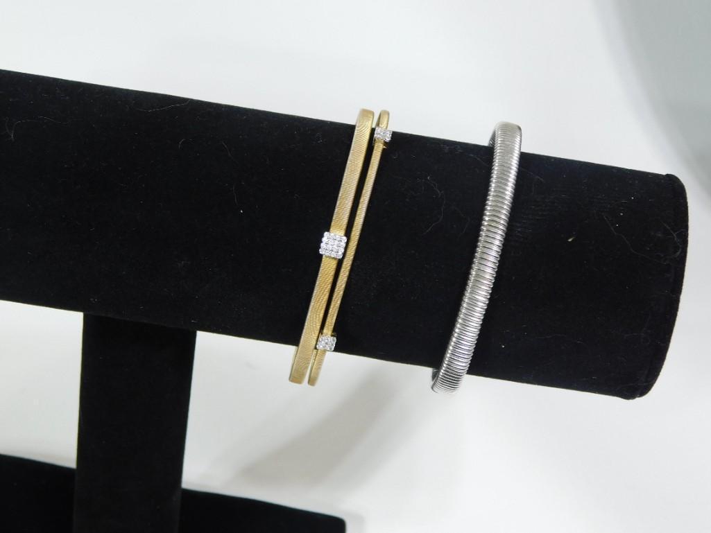 2 Sterling Cuff Bracelets, 1 marked Italy (1 of 6)