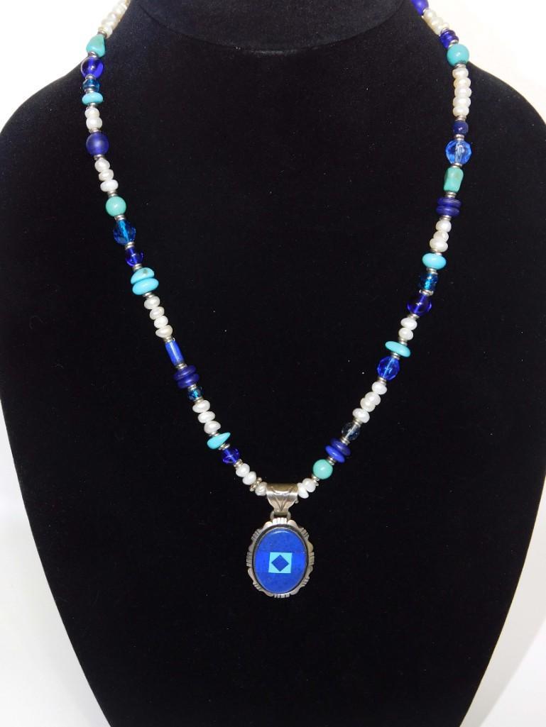 B. Piaso Jr. Native American Sterling Necklace w/Turquoise and Other Stones (1 of 6)