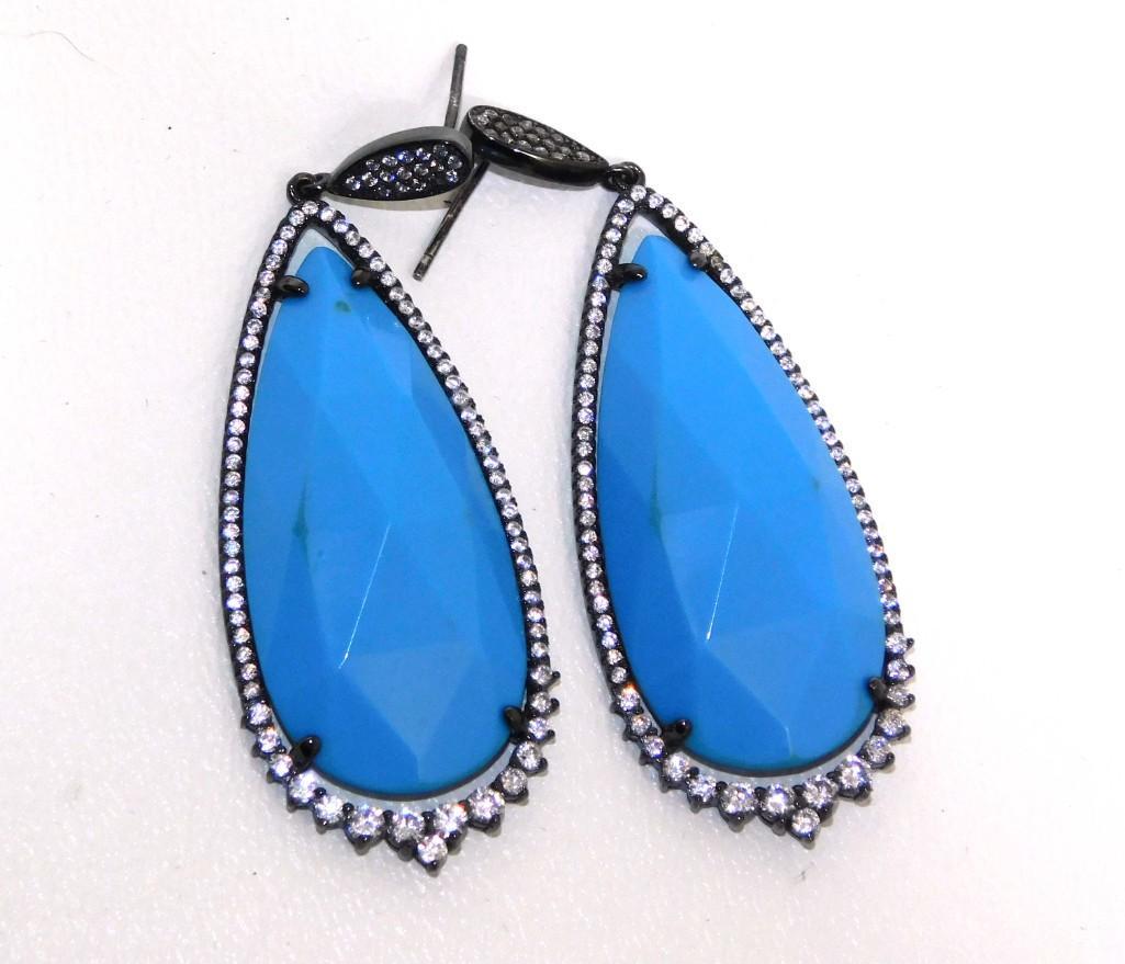 Sterling Earrings with Blue Stone/Glass (1 of 5)