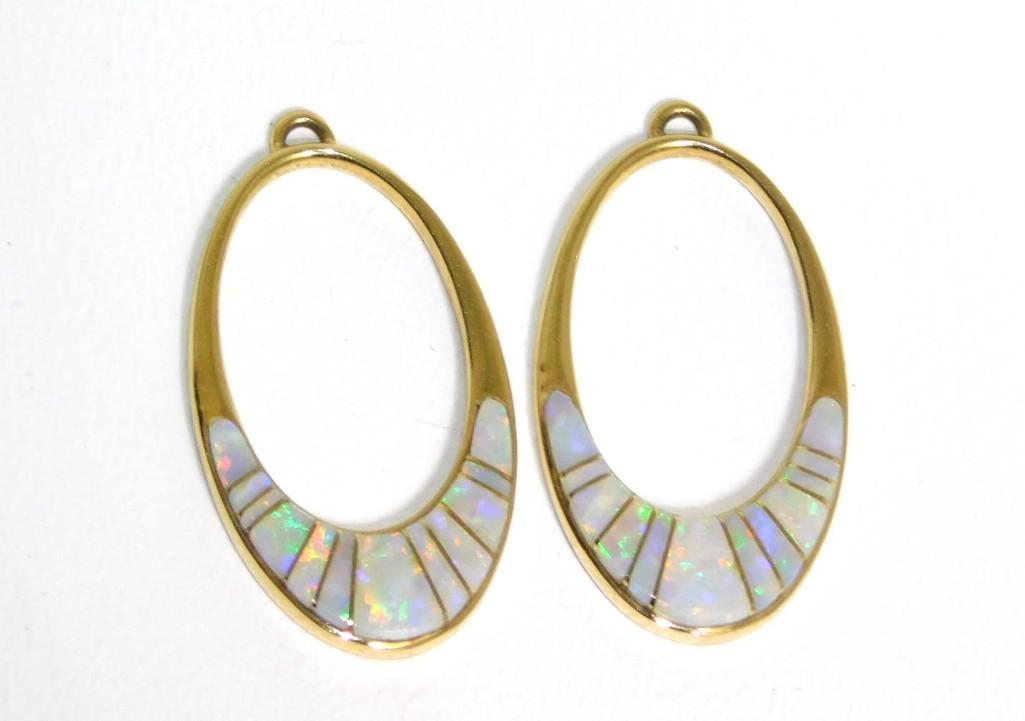 14K Gold Earrings (no posts) with Abalone Inlay (1 of 5)