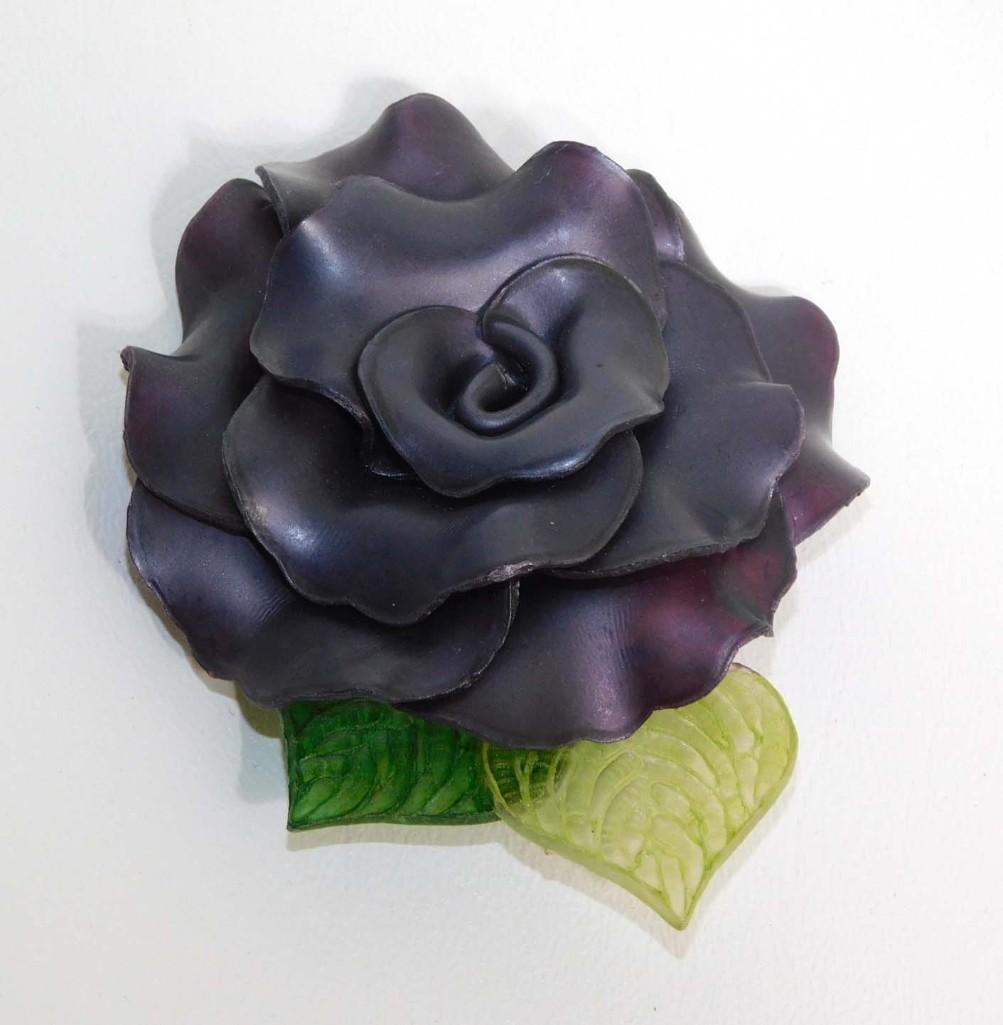 Fabrice Paris Pin or Brooch Dark Purple Rose Pin: Fabrice Paris Pin or Brooch Dark Purple Rose Pin - Approx. 3" wide - PLEASE NOTE: any props, stands, displays, trays, and/or quarters shown in the pictures are not included with the item(s) and are sh