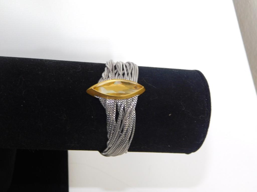 Dean Davidson Gold Toned Bracelet with Crystal and Twisted Silver Strands (1 of 4)