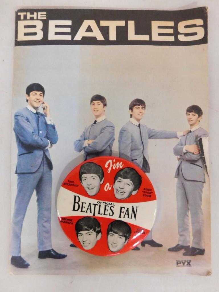 1964 The Beatles Magazine or Book and Official Beatles Fan Button (1 of 8)