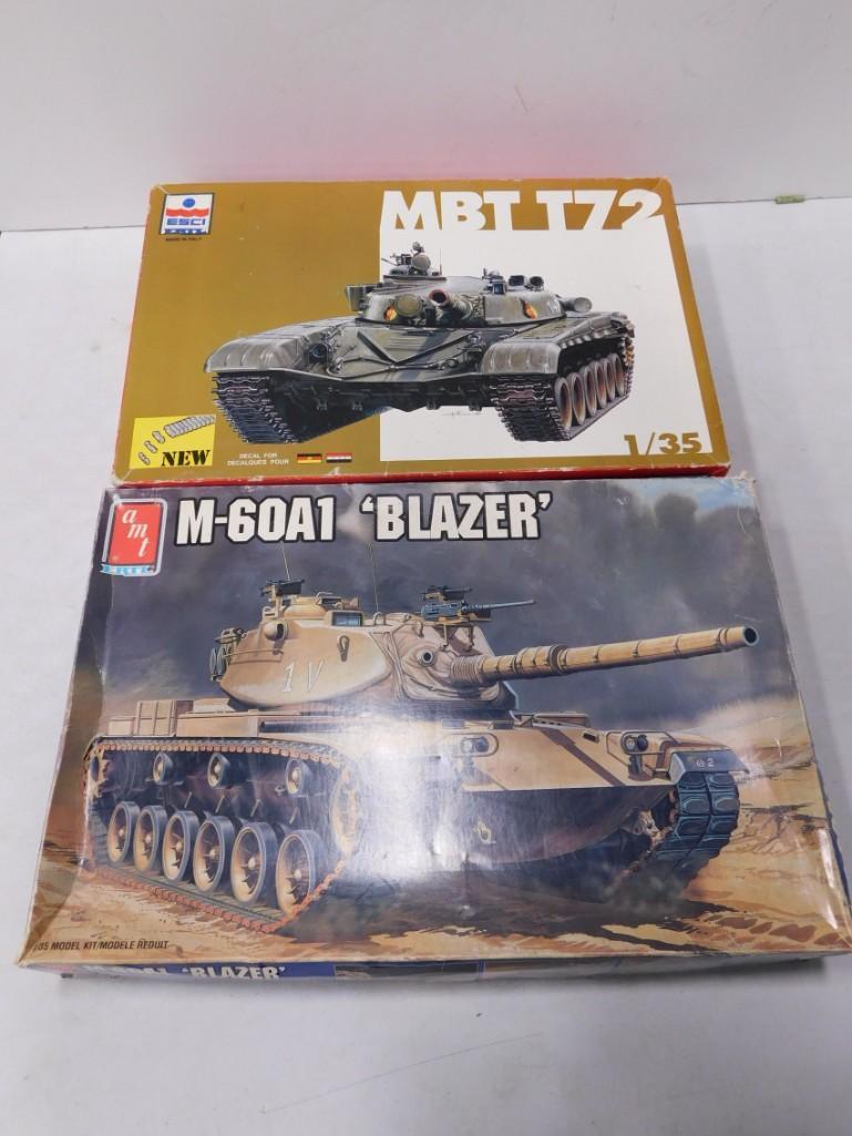 2 Model Tank Kits Esci Ertl MBT T72 and AMT Ertl M-60A1 'Blazer' (1 of 5)