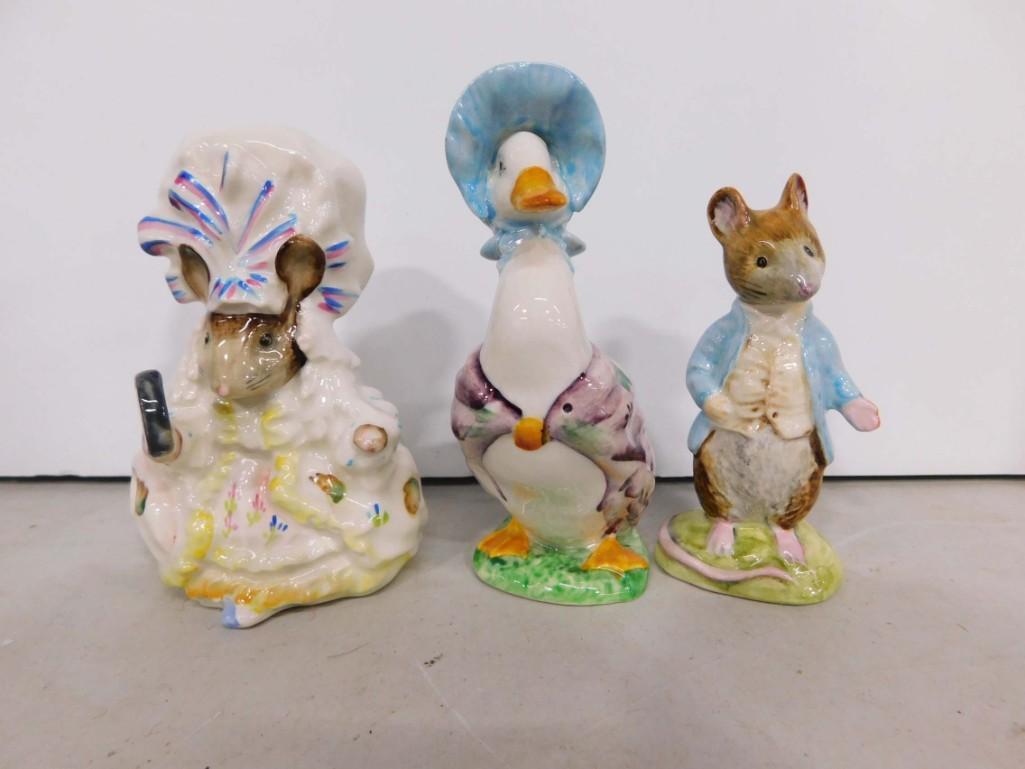 3 Beatrix Potter Figurines incl Lady Mouse, Jemima Puddleduck, Johnny Town Mouse (1 of 5)