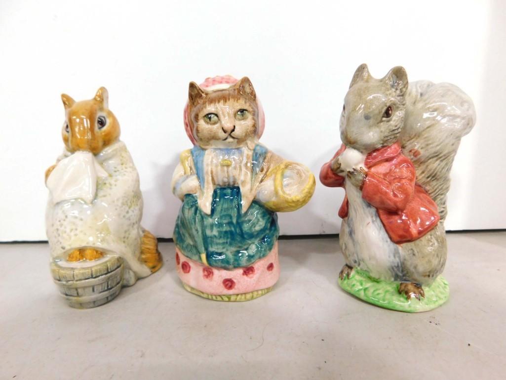 3 Beatrix Potter Figurines incl Chippy Hackee, Cousin Ribby, Timmy Tiptoes: 3 Vintage Beatrix Potter Figurines incl Chippy Hackee, Cousin Ribby, Timmy Tiptoes . Beswick England . No chips or cracks