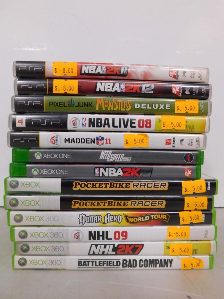 13 Video Games incl PSP Pixel Junk Monsters Deluxe, Xbox Pocketbike Racer, Xbox One Need for Speed R (1 of 2)