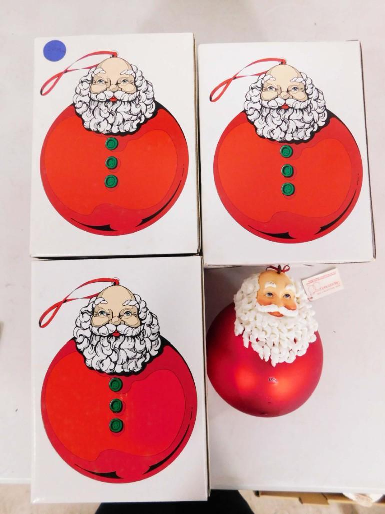 4 Dept 56 Santa Ball Ornaments: 4 Deptartment 56 Santa Ball Ornaments Christmas Decorations New in Box