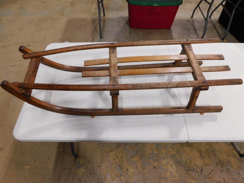 Vintage Wooden Sled with Wood Runners (1 of 7)