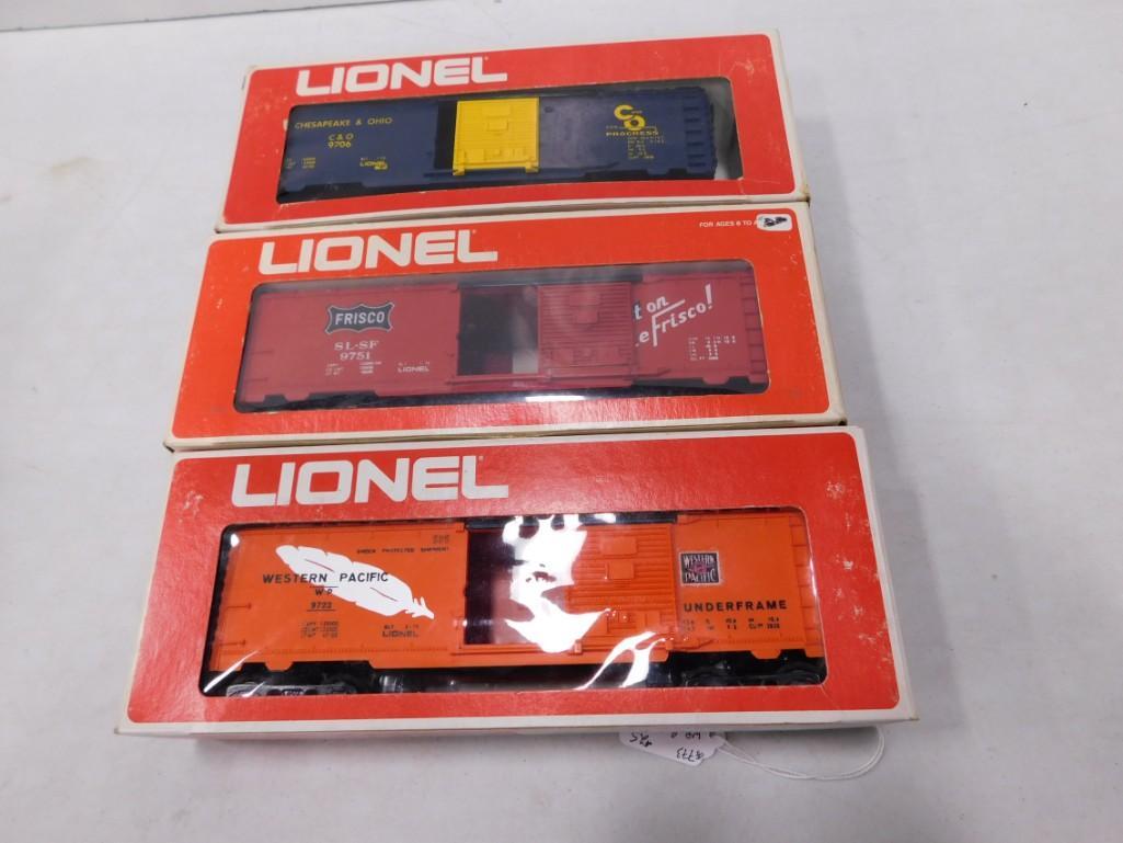 3 Lionel Trains in original boxes including C&O Frisco, Western Pacific: 3 Lionel Trains in original boxes including C&O 9706, Frisco SL-SF 9751, Western Pacific WP 9723