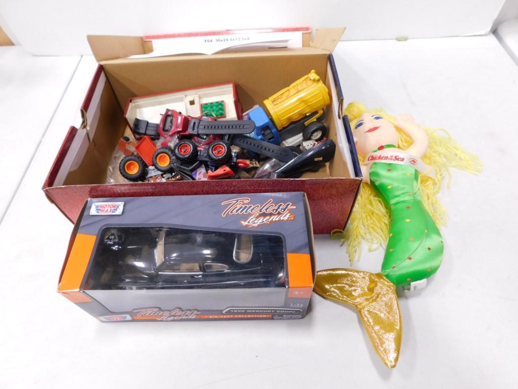 Toy Lot including Chicken of the Sea Mermaid plush, Die Cast 1949 Mercury Motor Max, etc. (1 of 4)