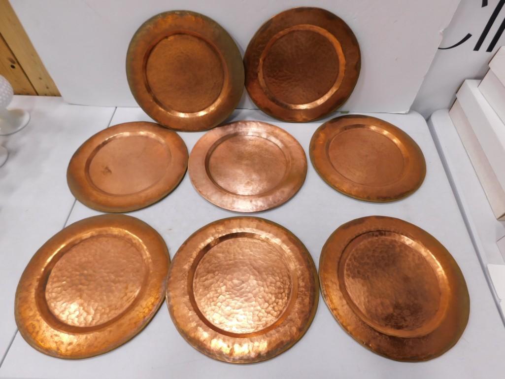 Set of eight 12" Copper Plates - Hammered Metal (1 of 3)