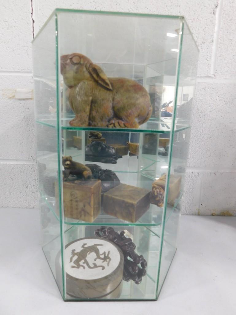 Glass Case full of animal knick-knacks, etc. (1 of 6)
