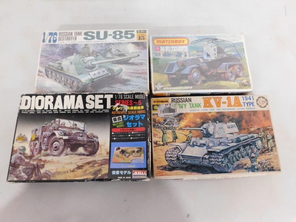 4 Model Kits incl SU-85 Russian Tank Destroyer, Matchbox Sd.Kfz 232 Armoured Rapid Car, (1 of 6)