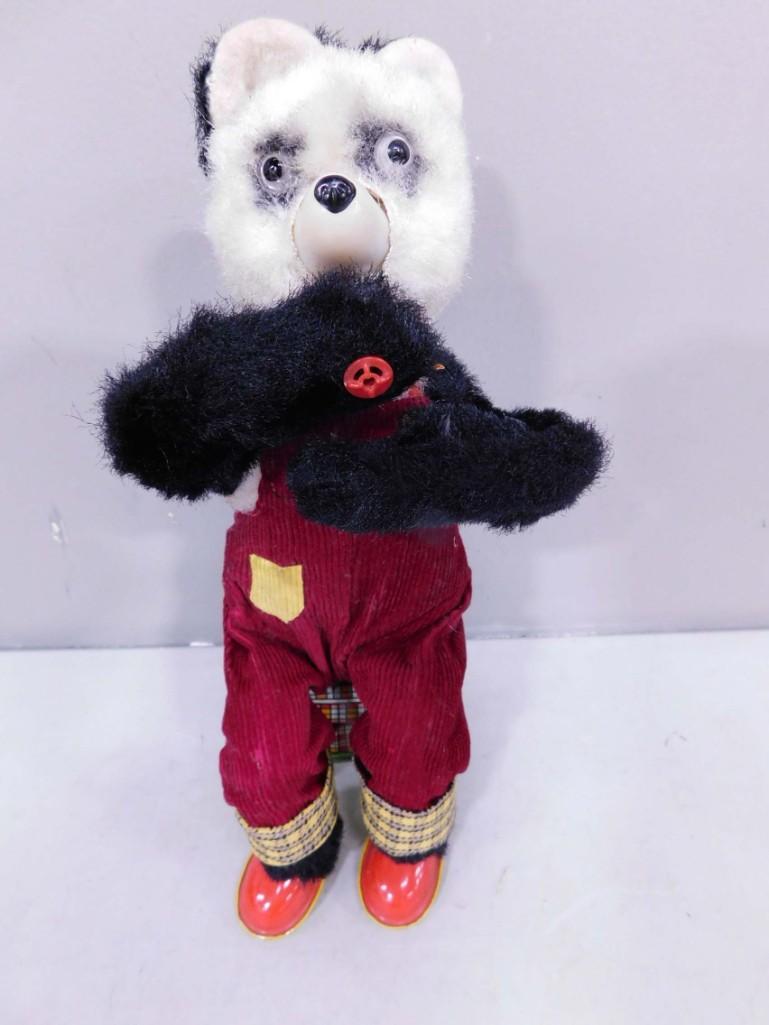 Vintage Alps Battery Operated Toy Bear on a Tin Stool Made in Japan: Vintage Alps Battery Operated Toy Bear on a Tin Stool Made in Japan Condition: untested, but I will probably test him later in the week