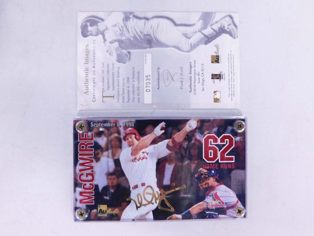 Mark McGwire 24k Gold Signature 62 Home Run Card: Mark McGwire 24k Gold Signature 62 Home Run Card Limited Edition 7035/62,000