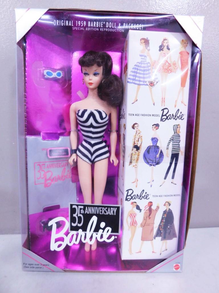 35th Anniversary 1959 Reproduction Barbie Brunette Doll 1993 NIB (1 of 3)