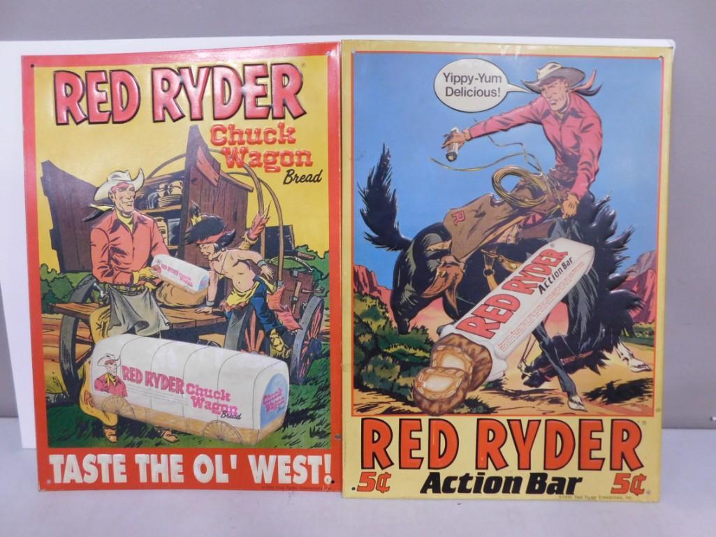 2 Vintage Metal Signs incl Red Ryder Action Bar and Red Ryder Chuck Wagon Bread (1 of 4)