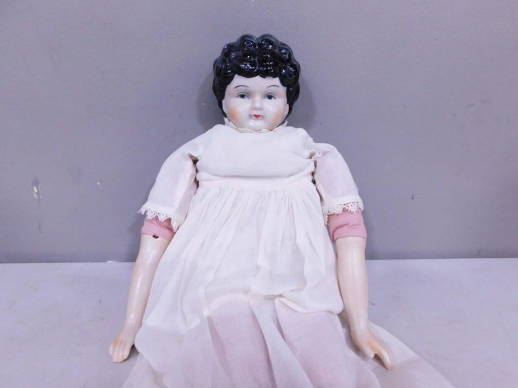 Antique 1890s Low Brow China Head 16" Doll (1 of 7)