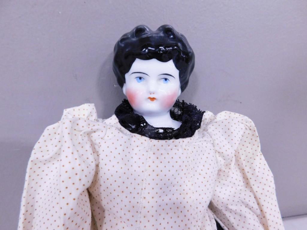 Antique 1890s Low Brow China Head 14.5" Doll (1 of 5)