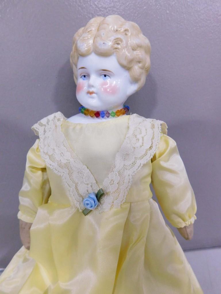 Antique 1890s Low Brow China Head 16" Blond Doll (1 of 5)