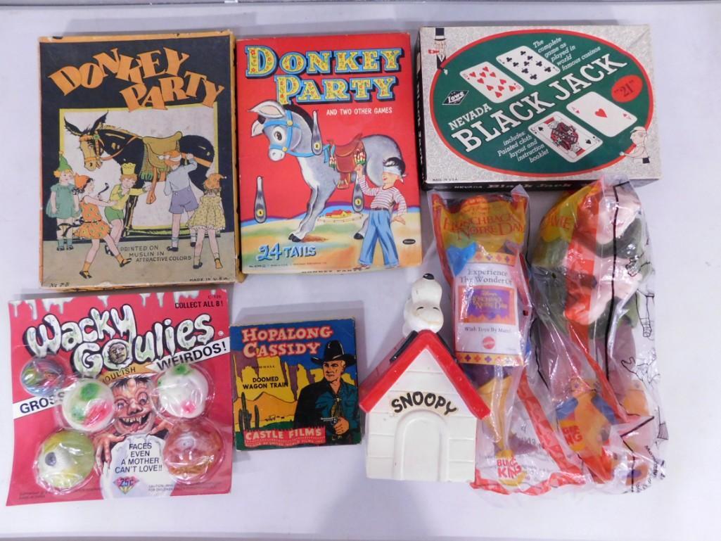 Vintage Toy Lot incl Wacky Goulies, Donkey Party, Snoopy Coin Bank, Etc (1 of 11)