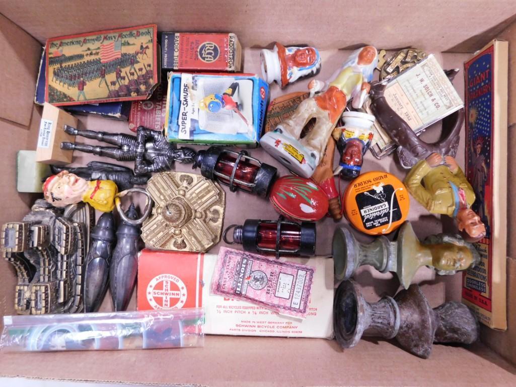 Lot of Vintage Smalls incl Salt and Pepper Shakers, Figures, Figural Bottle Opener, Etc: Lot of Vintage Smalls incl Salt and Pepper Shakers, Figures, Figural Bottle Opener, Etc