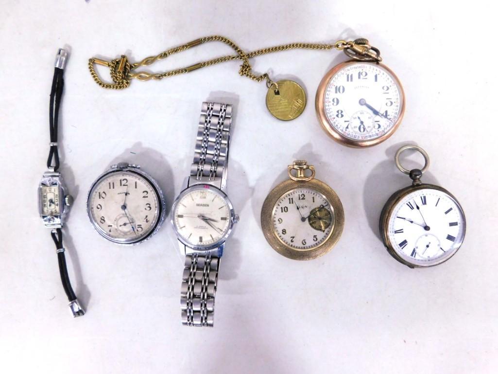 Watch Lot incl Elgin Pocket Watch, 2 Illinois Pocket Watches, (1 of 6)