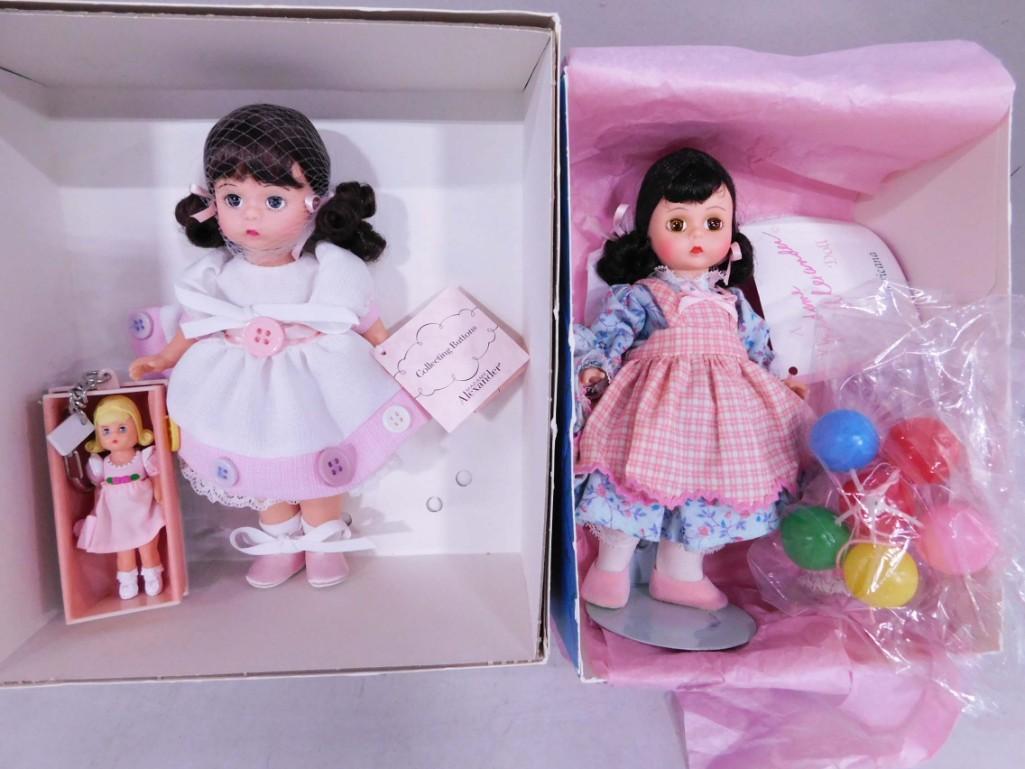 3 Madame Alexander 8" Dolls incl Collecting Buttons, Americana Happy Birthday, MA Keychain Lot (1 of 4)