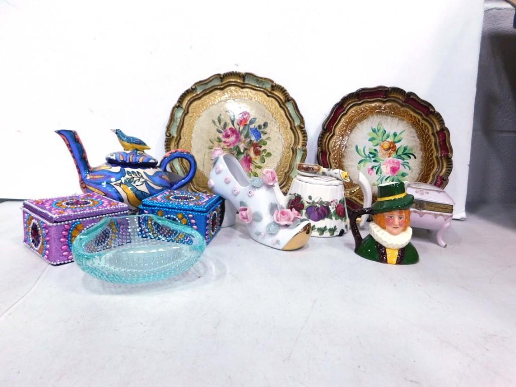 Vintage Lot incl Sylvac Staffordshire Toby Mug, Blue Glass Controlled Bubble Dish, (1 of 20)