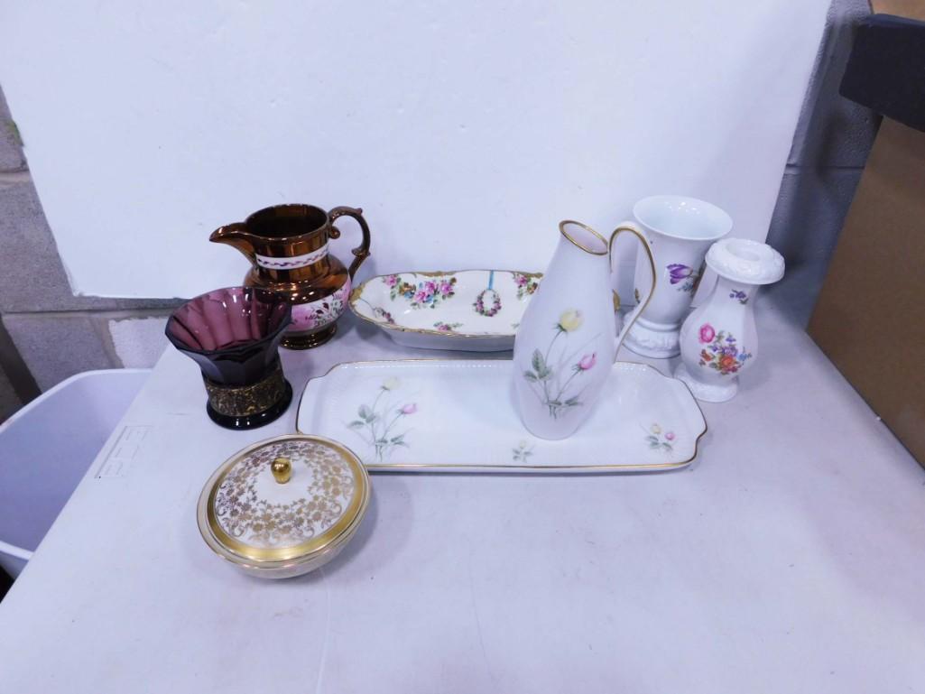 Collectibles incl Walther Amethyst Glass Vase, Bavarian China, Etc: Collectibles incl Walther Amethyst Glass Vase, Bavarian China, Etc