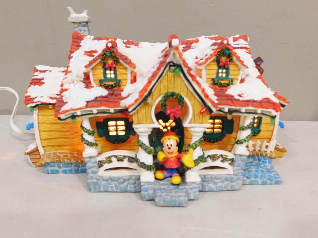 Disney Mickey's House Christmas Village Building with Mickey Mouse in the Doorway: Disney Mickey's House Christmas Village Building with Mickey Mouse in the Doorway . Lights up.