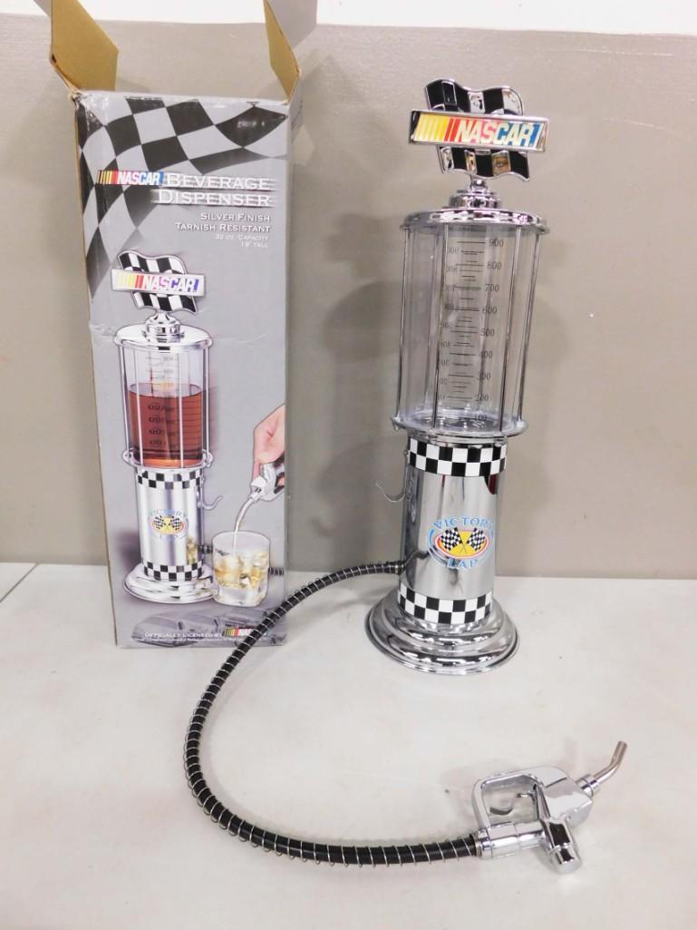 Nascar Silver Finish Gas Pump Style Beverage Dispenser with Original Box (1 of 4)