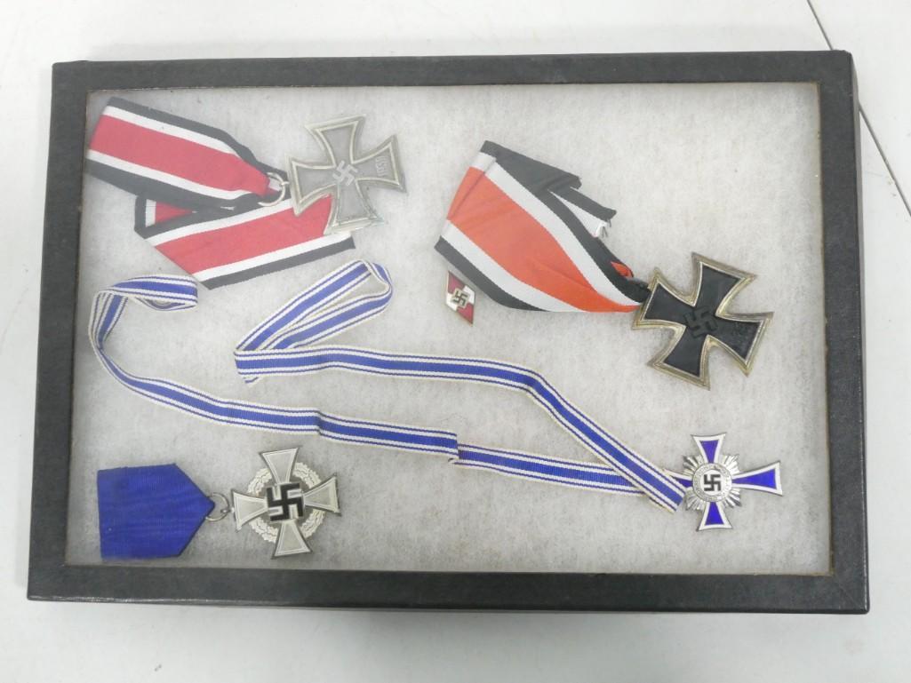 Display with 5 WWII German Medals / Crosses, etc. (1 of 13)