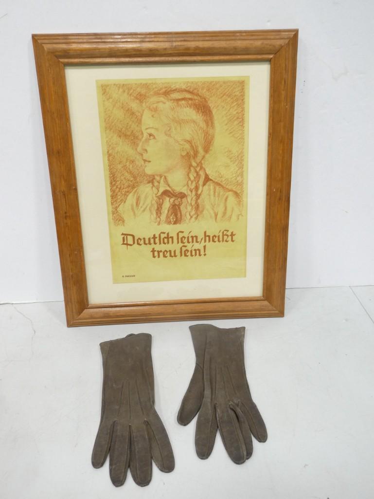 Original WW2 Propaganda BDM German Poster of a Girl and Leather Gloves (1 of 9)