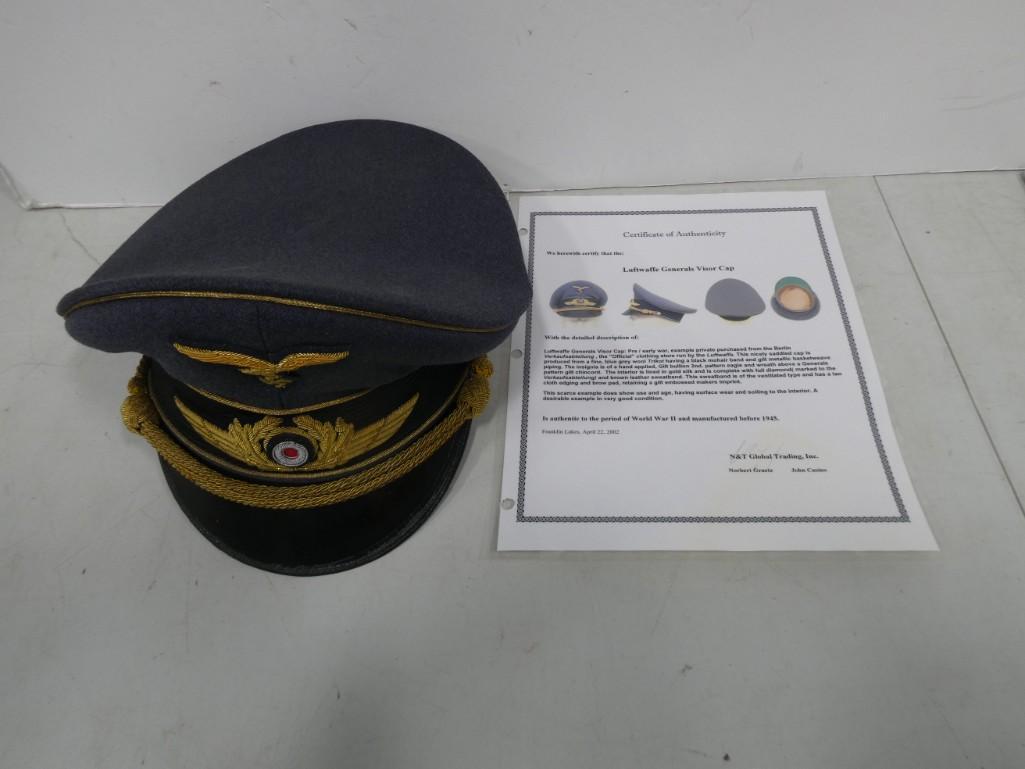 WW 2 German Luftwaffe Generals Cap with COA (1 of 7)