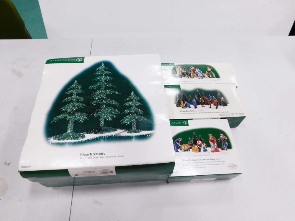 Dept 56 Accessories incl Busy City Sidewalks, Acrylic Green Glitter Trees, To Protect and Serve, (1 of 5)
