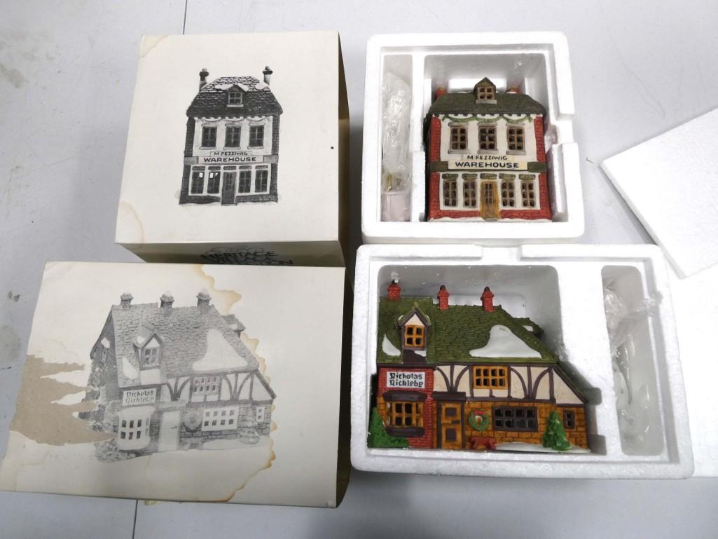 2 Dept 56 Buildings incl Nicholas Nickleby Cottage and Fezziwig's Warehouse (1 of 8)