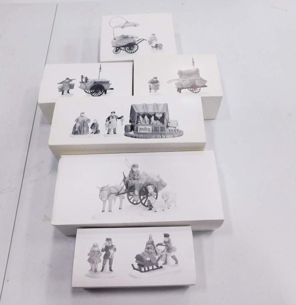 Dept 56 Accessories incl Gingerbread Vendor, Chelsea Market Fruit Monger & Cart, Poultry Market, (1 of 8)