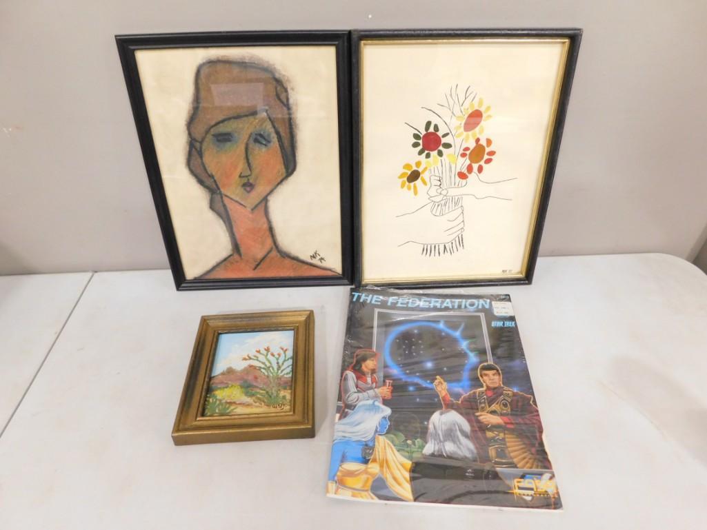 3 Framed pieces of art and a Star Trek book (1 of 7)