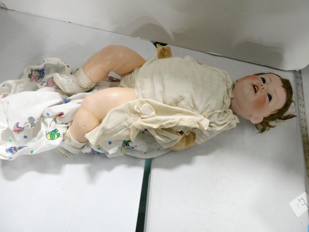Large antique JDK Kestner German Character baby doll with bisque porcelain head (1 of 6)