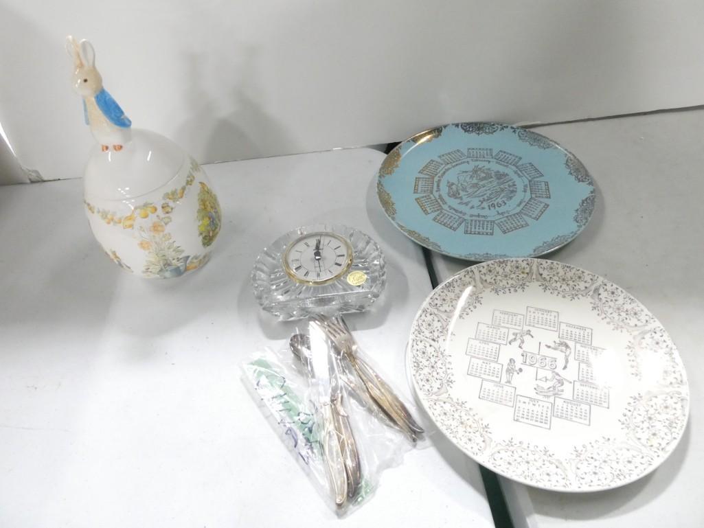 Collectibles incl Beatrix Potter Egg Candy Jar, Lead Crystal Clock, etc (1 of 7)