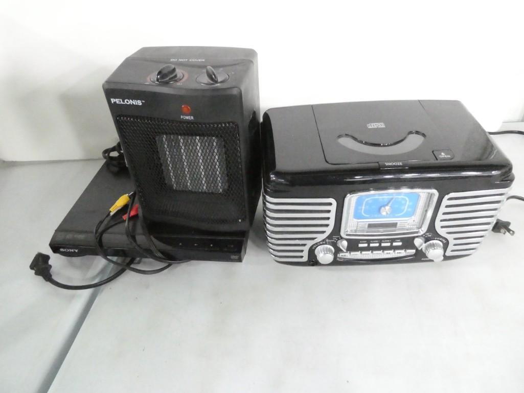 Electronics Lot incl Pelonis Portable Space Heater, Sony DVD Player, Crosley CD Player Radio (1 of 5)